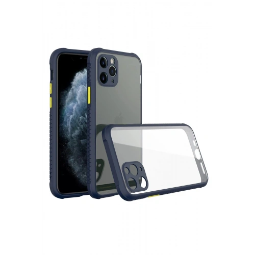 Durukar®  iPhone 11 Pro Max Kılıf Miami Şeffaf Silikon - Lacivert