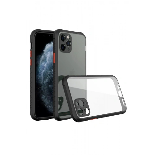 Durukar®  iPhone 11 Pro Max Kılıf Miami Şeffaf Silikon - Siyah