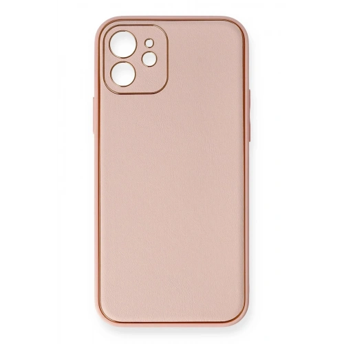 Durukar®  iPhone 12 Kılıf Coco Deri Silikon Kapak - Pembe