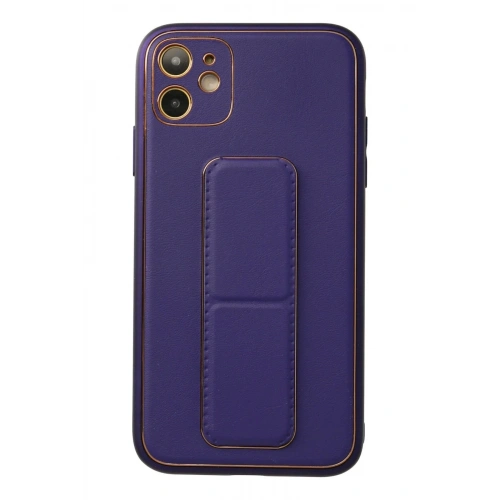 Durukar®  iPhone 12 Kılıf Coco Deri Standlı Kapak - Mor