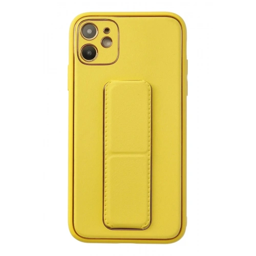 Durukar®  iPhone 12 Kılıf Coco Deri Standlı Kapak - Sarı