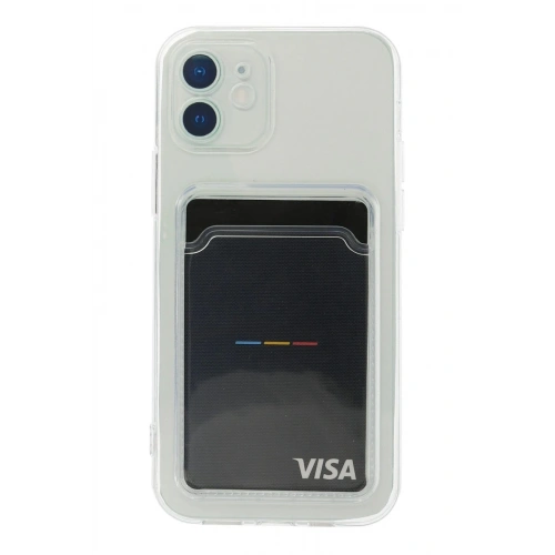 Durukar®  iPhone 12 Kılıf Kart Şeffaf Silikon - Şeffaf
