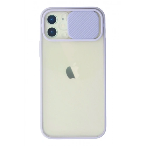 Durukar®  iPhone 12 Kılıf Palm Buzlu Kamera Sürgülü Silikon - Lila