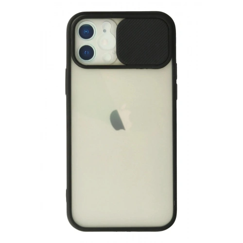 Durukar®  iPhone 12 Kılıf Palm Buzlu Kamera Sürgülü Silikon - Siyah