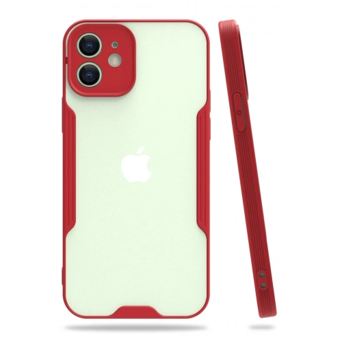 Durukar®  iPhone 12 Kılıf Platin Silikon - Kırmızı