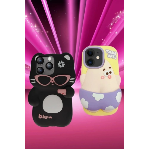 Durukar®  iPhone 12 Kılıf Poky Karakter Silikon Kapak - Desen 6