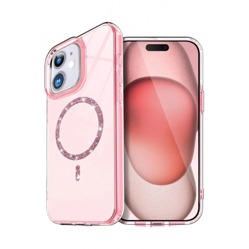 Durukar®   iPhone 12 Live Diamond Magsafe Kapak - Pembe