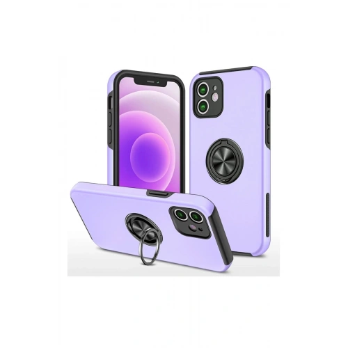 Durukar®  iPhone 12 Mini Kılıf Elit Yüzüklü Kapak - Mor