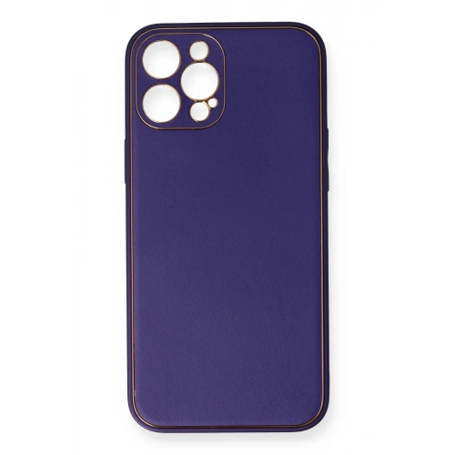 Durukar®  iPhone 12 Pro Kılıf Coco Deri Silikon Kapak - Mor