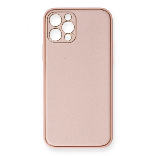 Durukar®  iPhone 12 Pro Kılıf Coco Deri Silikon Kapak - Pembe