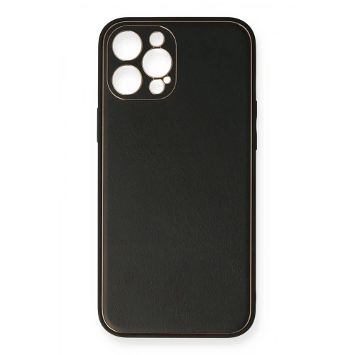 Durukar®  iPhone 12 Pro Kılıf Coco Deri Silikon Kapak - Siyah