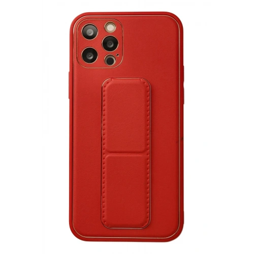 Durukar®  iPhone 12 Pro Kılıf Coco Deri Standlı Kapak - Kırmızı