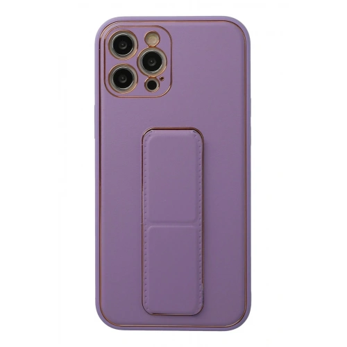 Durukar®  iPhone 12 Pro Kılıf Coco Deri Standlı Kapak - Lila