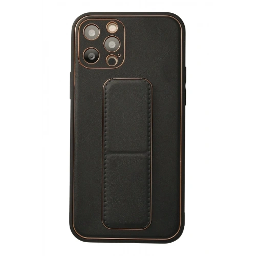 Durukar®  iPhone 12 Pro Kılıf Coco Deri Standlı Kapak - Siyah