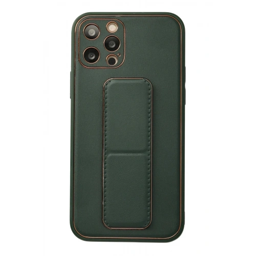 Durukar®  iPhone 12 Pro Kılıf Coco Deri Standlı Kapak - Yeşil