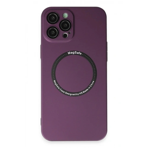 Durukar®  iPhone 12 Pro Kılıf Jack Magneticsafe Lens Silikon - Mürdüm
