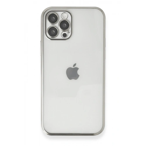 Durukar®  iPhone 12 Pro Kılıf  Lensli Silikon - Gümüş