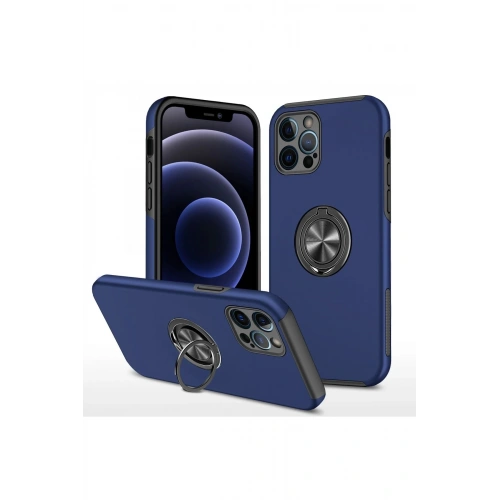 Durukar®  iPhone 12 Pro Max Kılıf Elit Yüzüklü Kapak - Lacivert