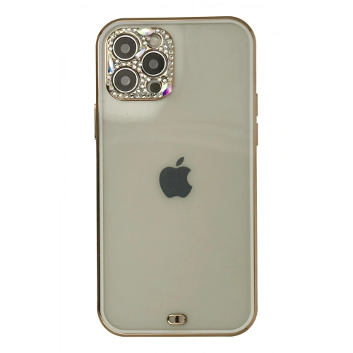 Durukar®  iPhone 12 Pro Max Kılıf Liva Taşlı Silikon - Beyaz