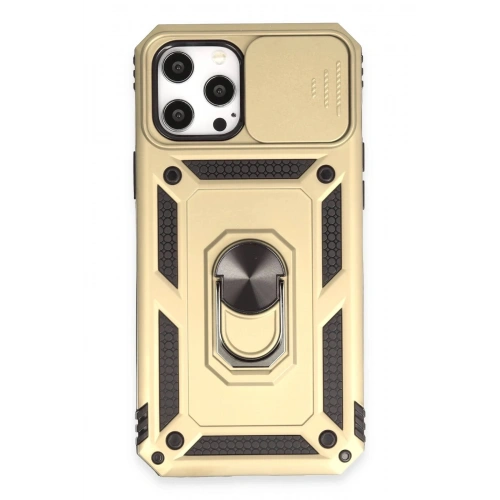 Durukar®  iPhone 12 Pro Max Kılıf Pars Lens Yüzüklü Silikon - Gold