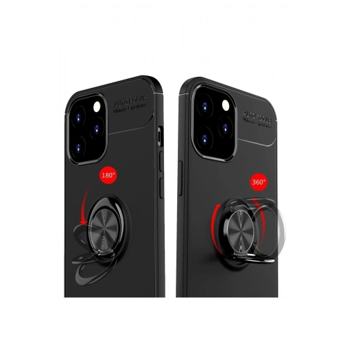 Durukar®  iPhone 12 Pro Max Kılıf Range Yüzüklü Silikon - Siyah-Gold
