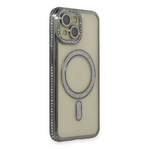 Durukar®   iPhone 13 Kılıf Joke Simli Magneticsafe Kılıf - Gri