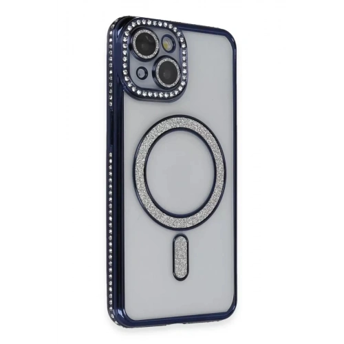 Durukar®   iPhone 13 Kılıf Joke Simli Magneticsafe Kılıf - Lacivert