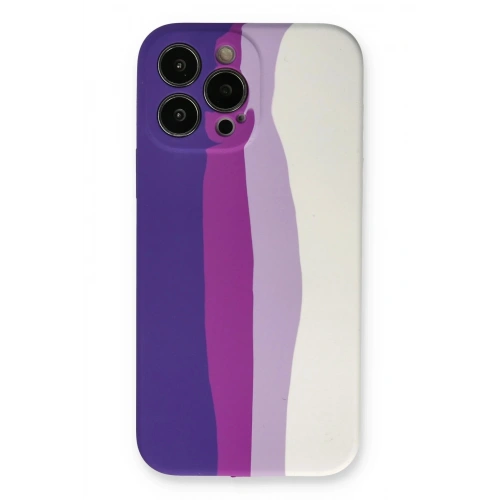 Durukar®  iPhone 13 Pro Kılıf Ebruli Lansman Silikon - Mor-Beyaz