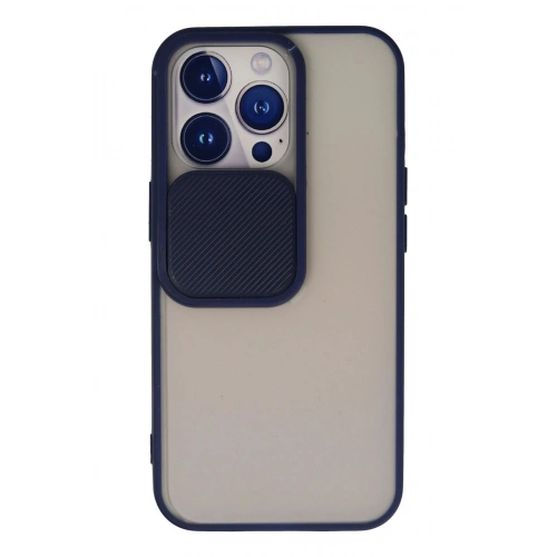 Durukar®  iPhone 13 Pro Kılıf Palm Buzlu Kamera Sürgülü Silikon - Lacivert