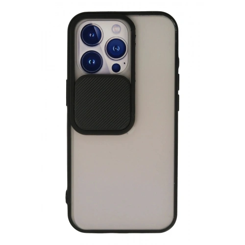 Durukar®  iPhone 13 Pro Kılıf Palm Buzlu Kamera Sürgülü Silikon - Siyah