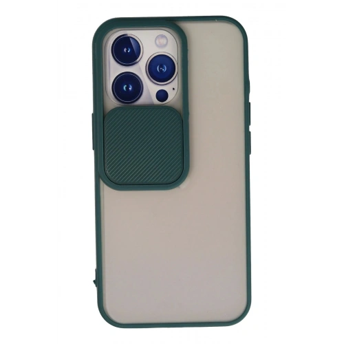 Durukar®  iPhone 13 Pro Kılıf Palm Buzlu Kamera Sürgülü Silikon - Yeşil