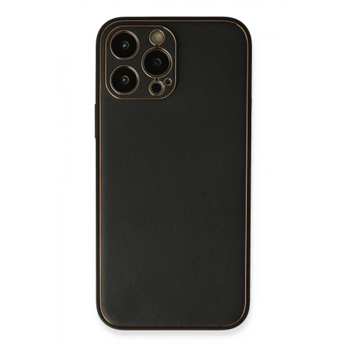 Durukar®  iPhone 13 Pro Max Kılıf Coco Deri Silikon Kapak - Siyah