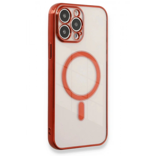 Durukar®  iPhone 13 Pro Max Kılıf Magneticsafe Lazer Silikon - Kırmızı