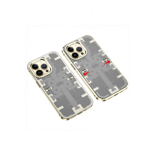 Durukar®  iPhone 13 Pro Max Kılıf Mekanik Bumper Kapak - Gold