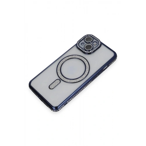 Durukar®  iPhone 14 Kılıf Joke Simli Magneticsafe Kılıf - Lacivert