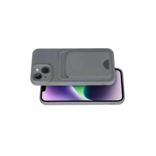 Durukar®  iPhone 14 Kılıf Kelvin Kartvizitli Silikon - Gri