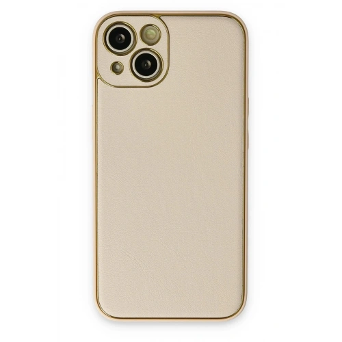 Durukar®  iPhone 14 Plus Kılıf Coco Deri Silikon Kapak - Gold