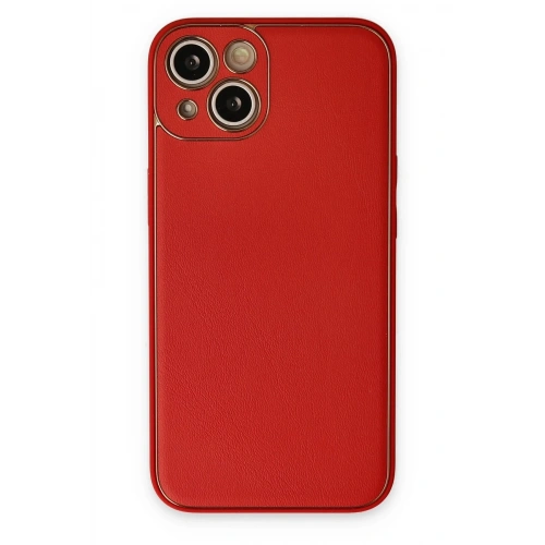 Durukar®  iPhone 14 Plus Kılıf Coco Deri Silikon Kapak - Kırmızı