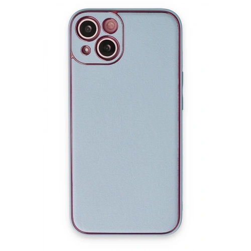 Durukar®  iPhone 14 Plus Kılıf Coco Deri Silikon Kapak - Sky Blue