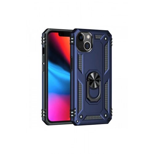 Durukar®  iPhone 14 Plus Kılıf Sofya Yüzüklü Silikon Kapak - Lacivert
