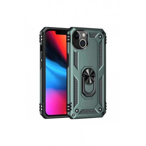 Durukar®  iPhone 14 Plus Kılıf Sofya Yüzüklü Silikon Kapak - Yeşil