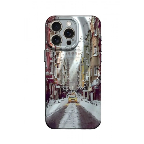 Durukar®  iPhone 14 Pro Kılıf Crew Desenli Kapak - Galata Kulesi