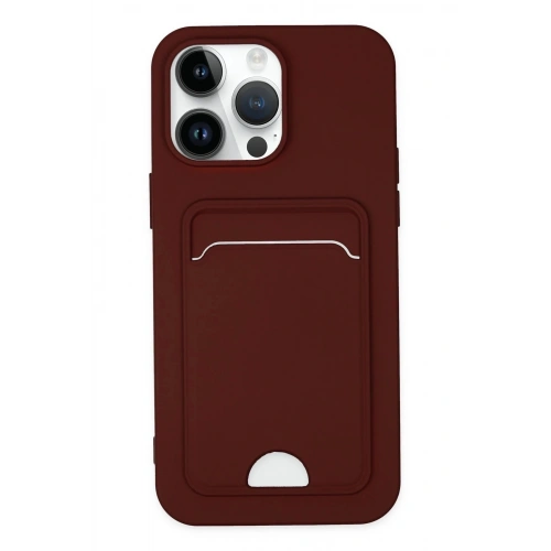 Durukar®  iPhone 14 Pro Kılıf Kelvin Kartvizitli Silikon - Bordo