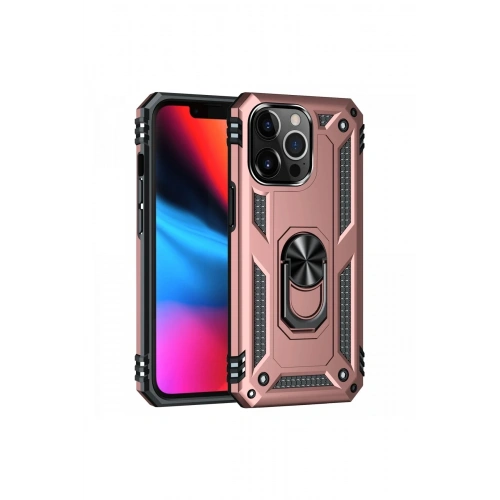 Durukar®  iPhone 14 Pro Kılıf Sofya Yüzüklü Silikon Kapak - Rose