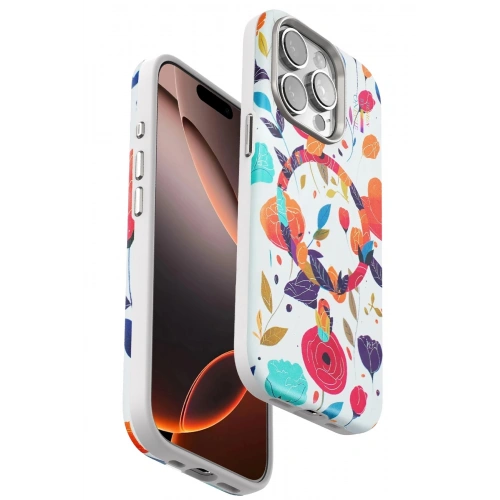 Durukar®  iPhone 14 Pro Max Flower Series Magsafe Kapak - Beyaz