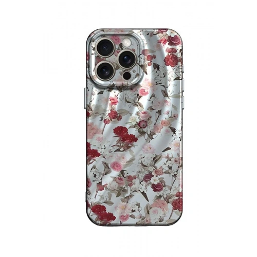 Durukar®  iPhone 14 Pro Max Kılıf Crew Desenli Kapak - Çiçek