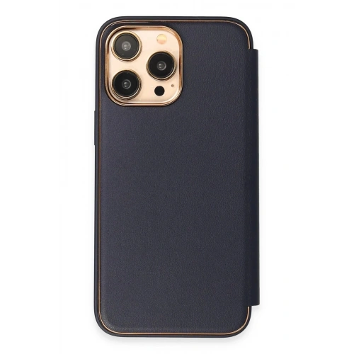 Durukar®  iPhone 14 Pro Max Kılıf Dolpin Kapaklı - Lacivert