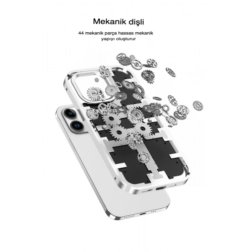 Durukar®  iPhone 14 Pro Max Kılıf Mekanik Bumper Kapak - Gold