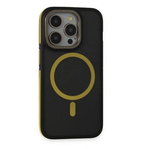 Durukar®  iPhone 14 Pro Max Kılıf Rocky Magsafe Kapak - Siyah-Sarı