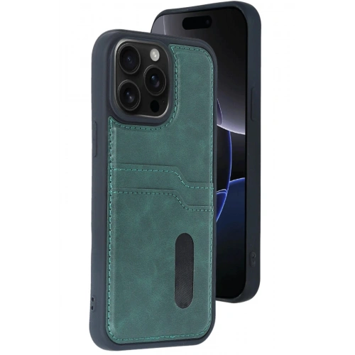 Durukar®  iPhone 14 Pro Max Kılıf Sara Kartvizitli Deri Kılıf - Koyu Yeşil
